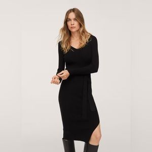 Mango Belt Ribbed Dress